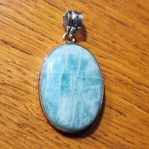 Amozonite NWOT  2" pendant 925 silver plated pendant for necklace